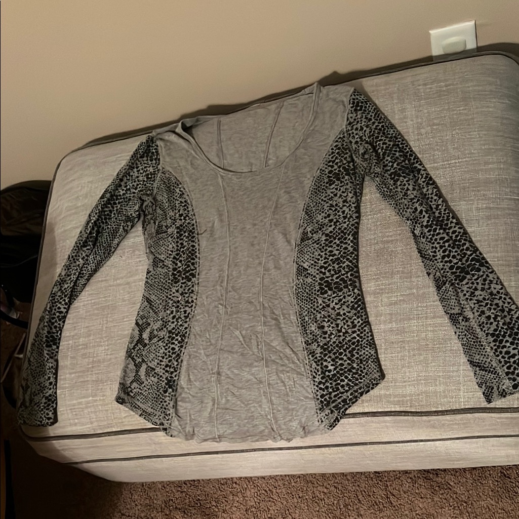 Gray And Black Snake Print Women's Top